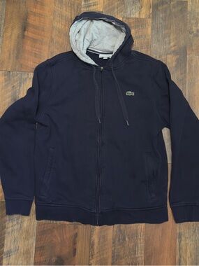 Lacoste Sport classic zip up hoodie jacket navy blue size Large L